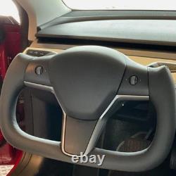 Yoke Steering Wheel For Tesla Model 3 16-22 Model Y 2020-2024 with Heated Black