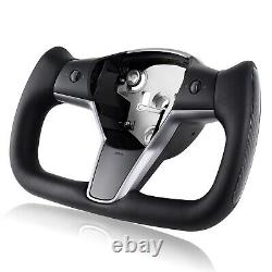 Yoke Steering Wheel For Tesla Model 3 & Y 2017-2023 withHeated Carbon Fiber Black