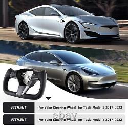 Yoke Steering Wheel For Tesla Model 3 & Y 2017-2023 withHeated Carbon Fiber Black