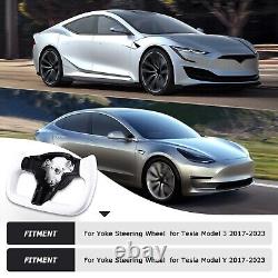 Yoke Steering Wheel For Tesla Model 3 & Y 2017-2023 withHeated Nappa Leather White