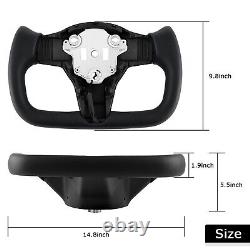 Yoke Steering Wheel For Tesla Model 3 &Y 2017-2023 withHeating Square Carbon Fiber