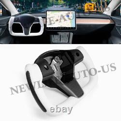 Yoke Steering Wheel White Carbon Fiber For Tesla Model 3/Y 2017-2023 with Heating