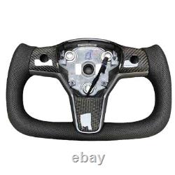 Yoke Steering Wheel with Heating Carbon Fiber For Model 3/Y 2017-2023 Black